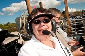 SR wearing headset in airboat