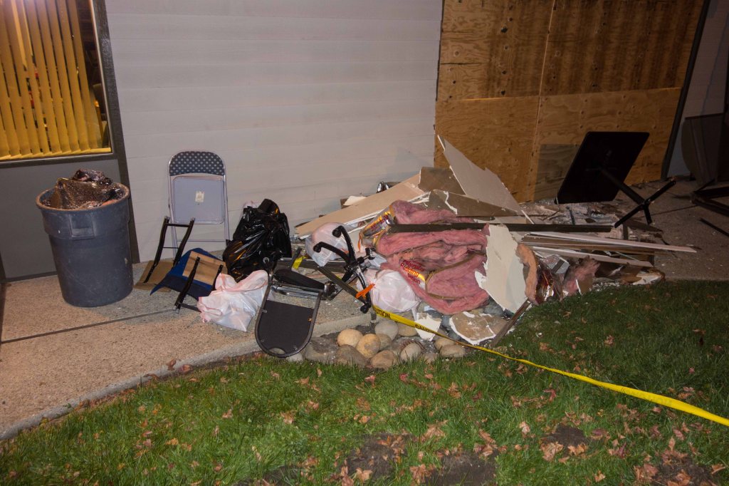 The growing pile of debris outside.