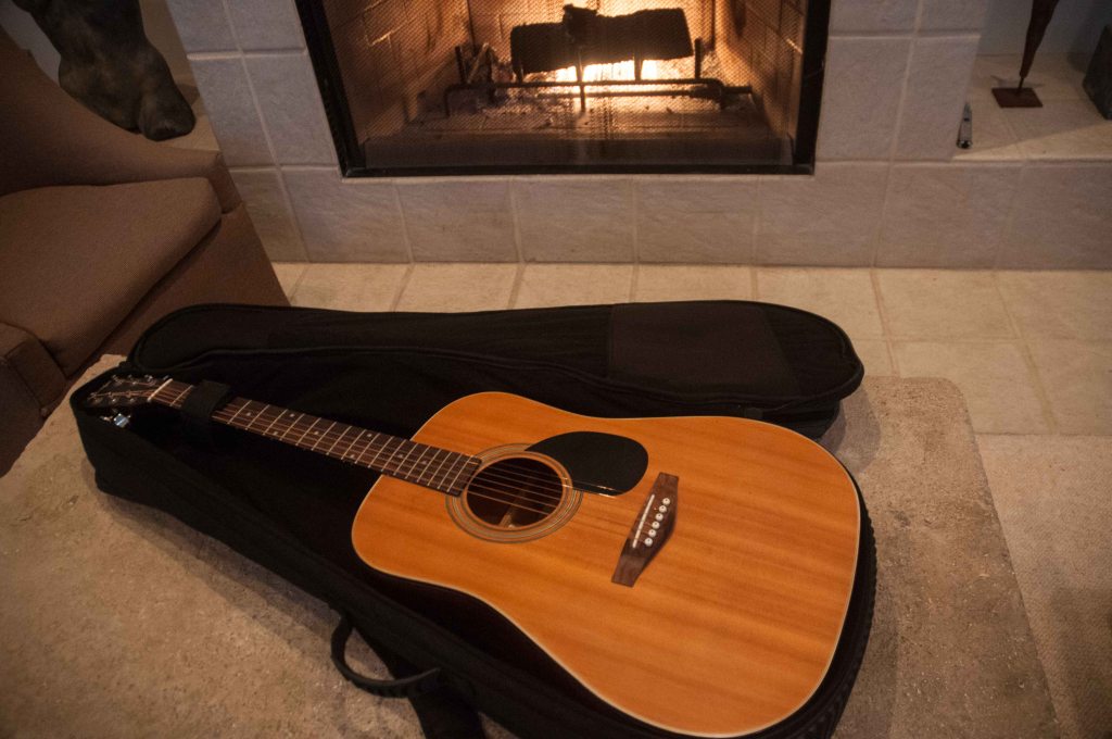 A very nice looking guitar and case