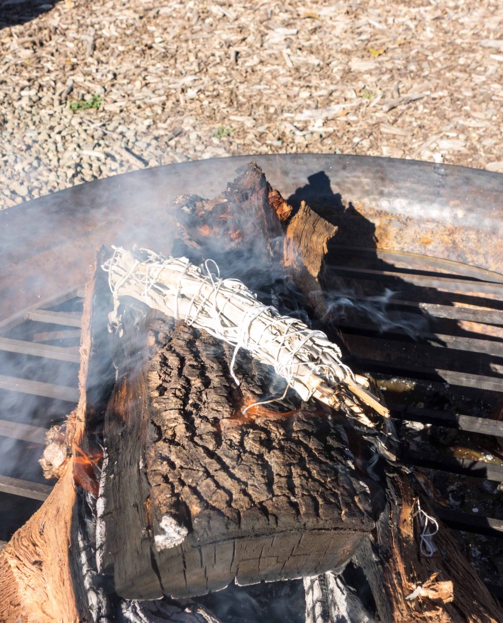 A bundle of sage was burned.