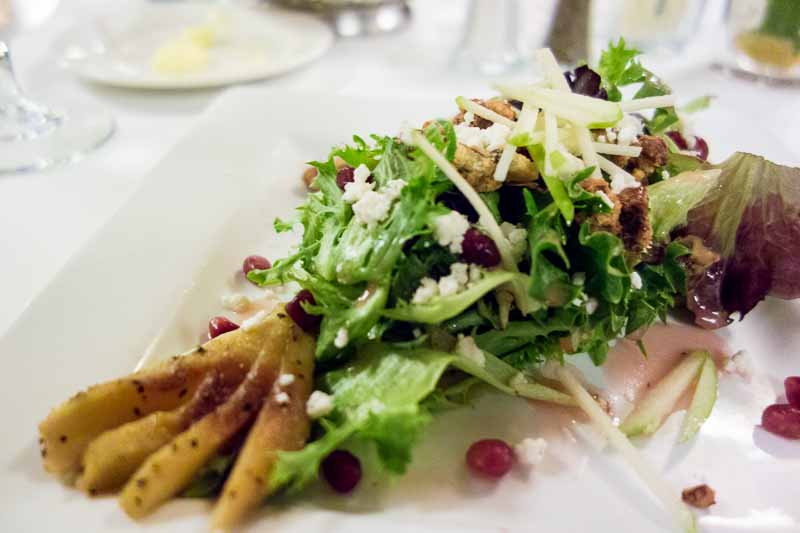 Winter salad--pear, pomegranate, walnuts and more