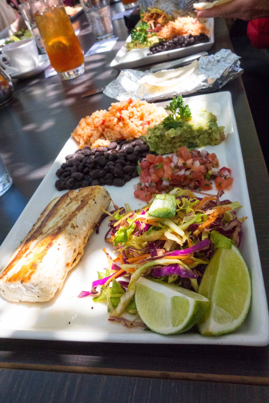 All the fixings for a fish taco, you just have to do the work for yourself