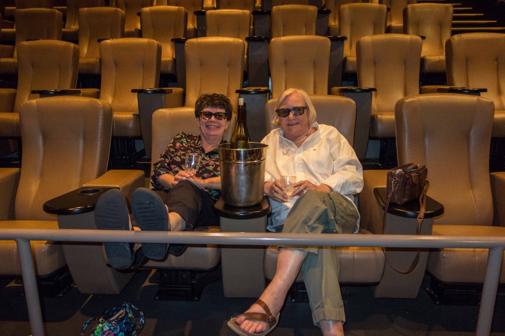 Susan and Gail, with their 3D glasses and their bucket of ice.  All is right with the world.
