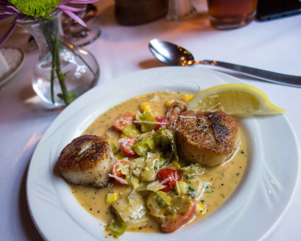 Scallops, leeks, more good stuff than I can remember.