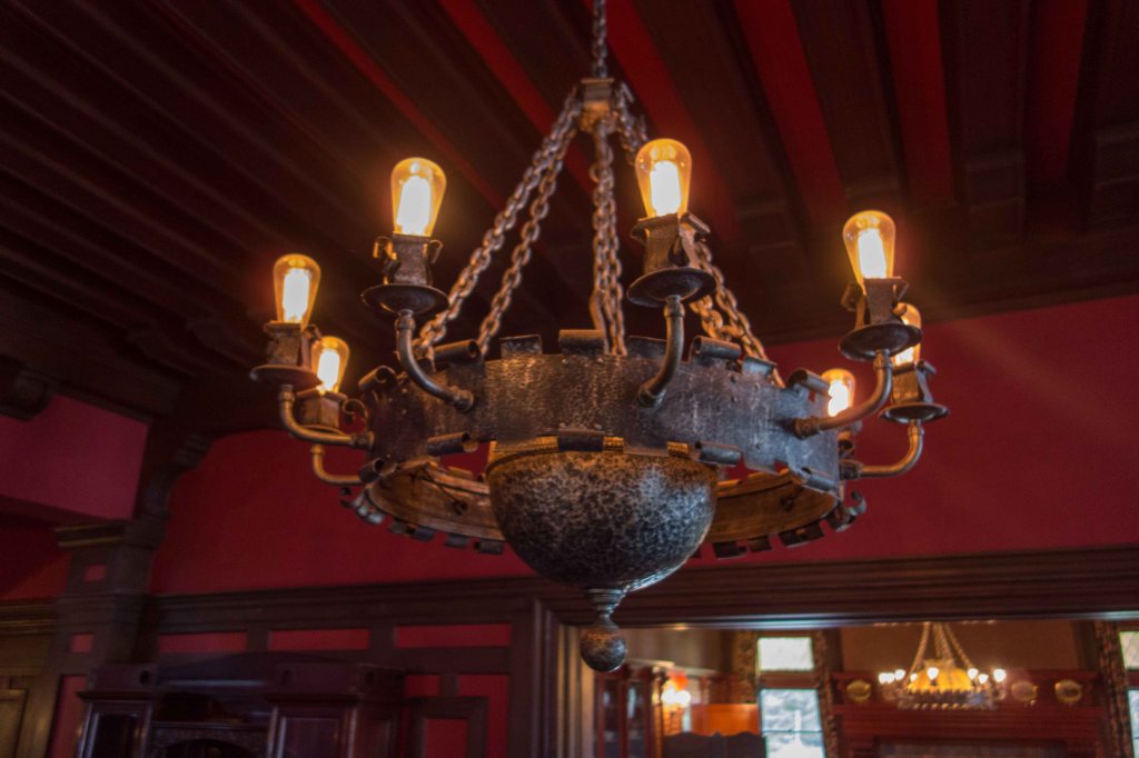 Chandelier. I don't know how they get those vintage light bulbs.