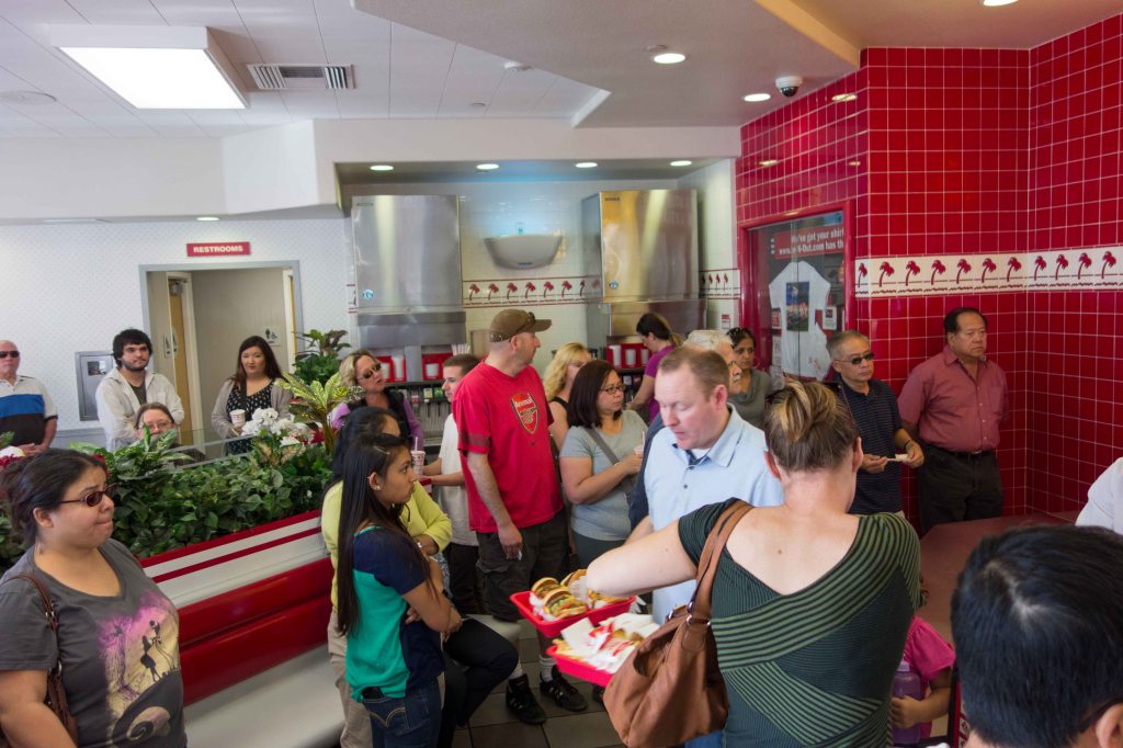This seething mass of hungry humanity was waiting to get the food they had ordered. 