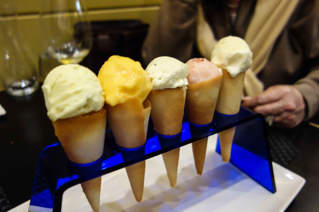 An array of cones to finish the meal