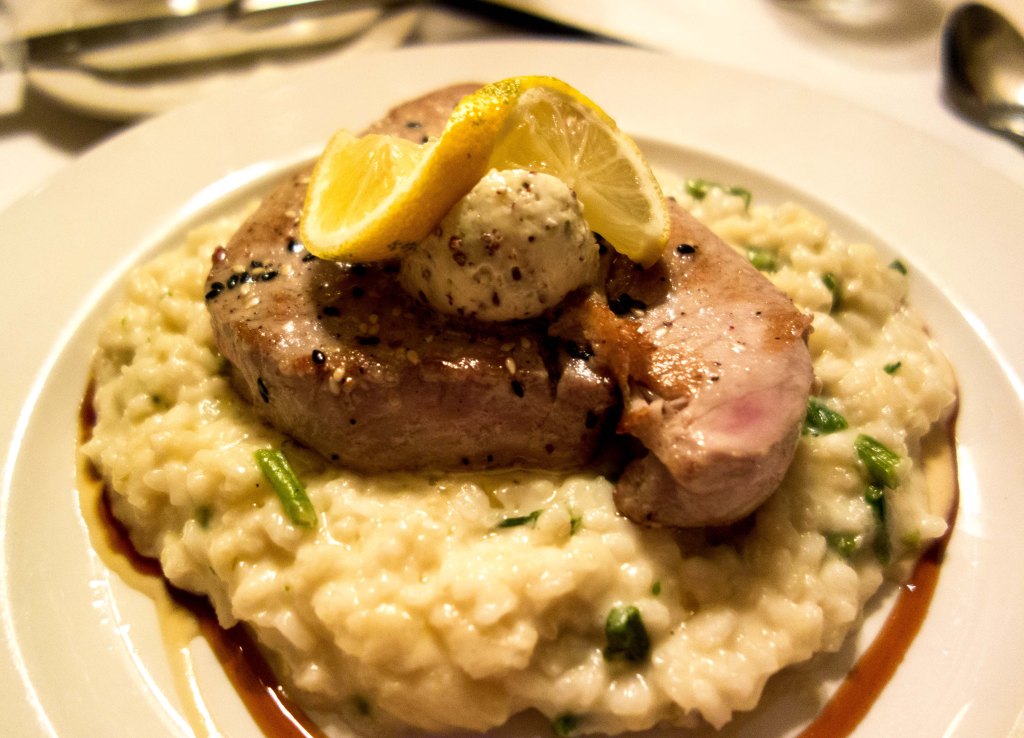 An odd presentation with the big glob of seasoned butter.