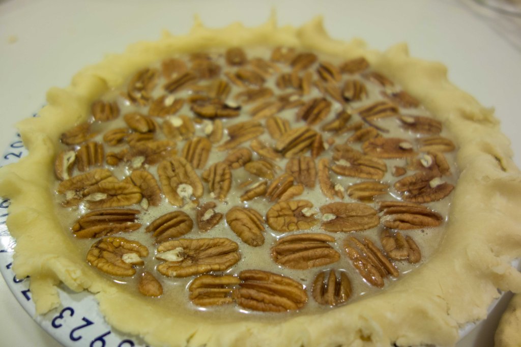 On pie, ready for the oven.