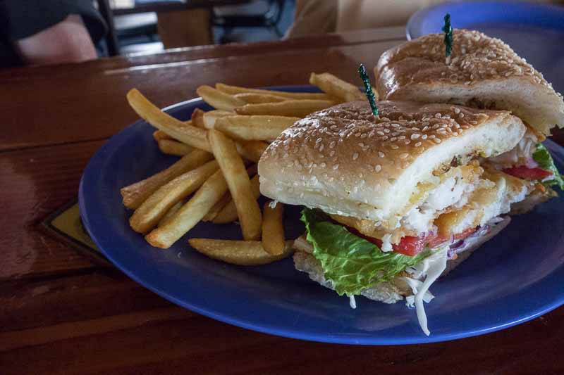 Tasty, crispy sandwich and nice fat fries.