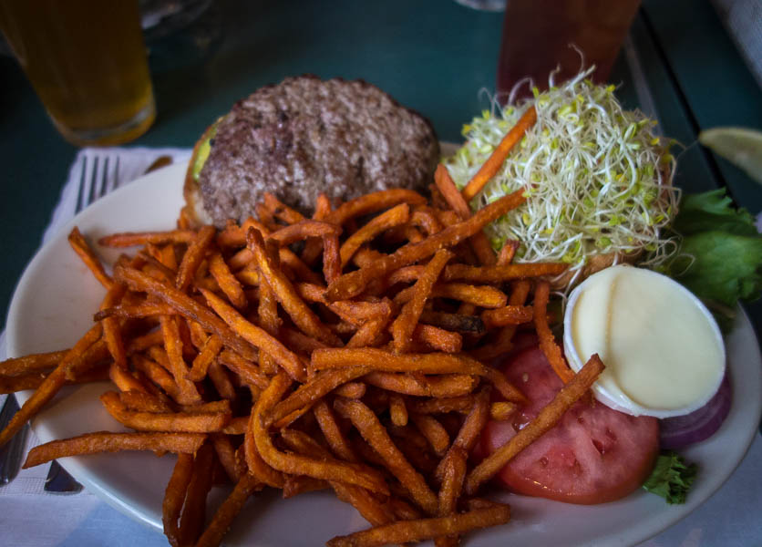 Danville burger, hold the bacon.   Still enough calories to power a bulldozer.