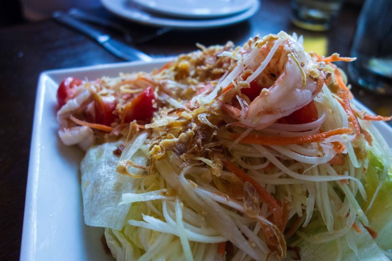 Green papaya salad with shrimp.