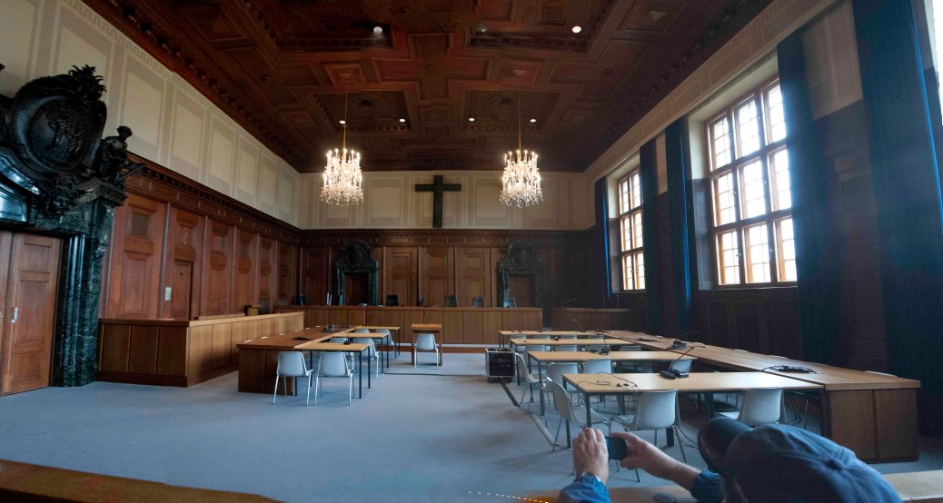 A panorama of the entire room.  The crucifix is modern, and will be covered on request.