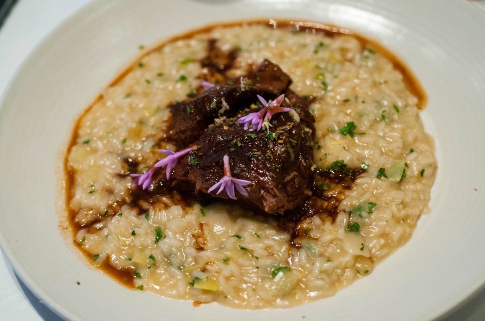 Leek Risotto with short ribs.