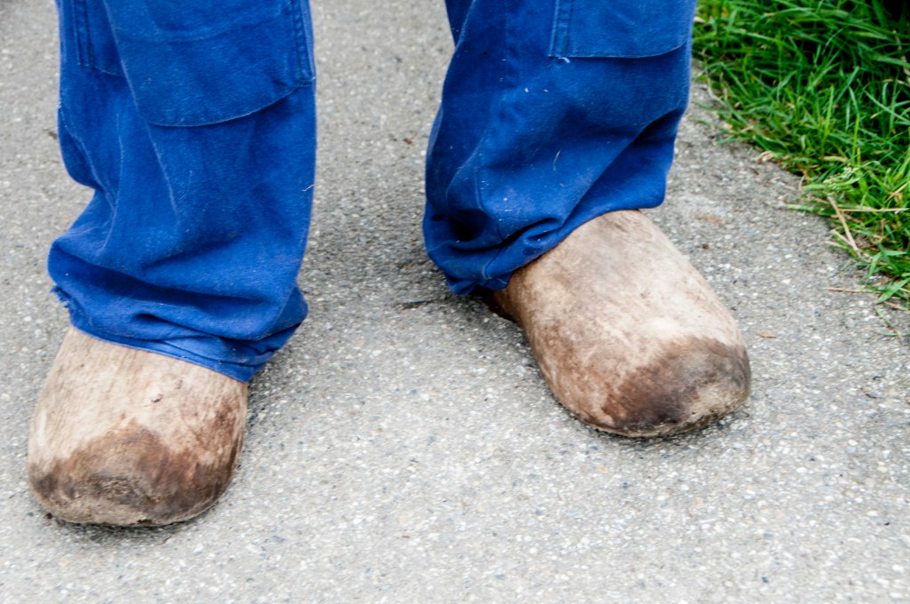 The real thing, not all painted pretty, just used every day to keep his feet warm and dry.