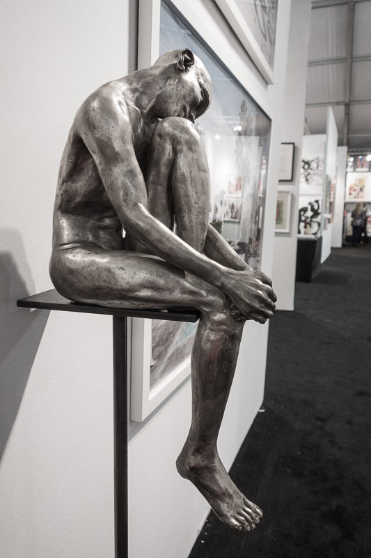 Bronze sculpture with a silver patina.