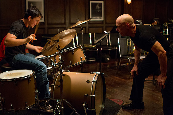 Miles Teller and J K Simmons in Whiplash