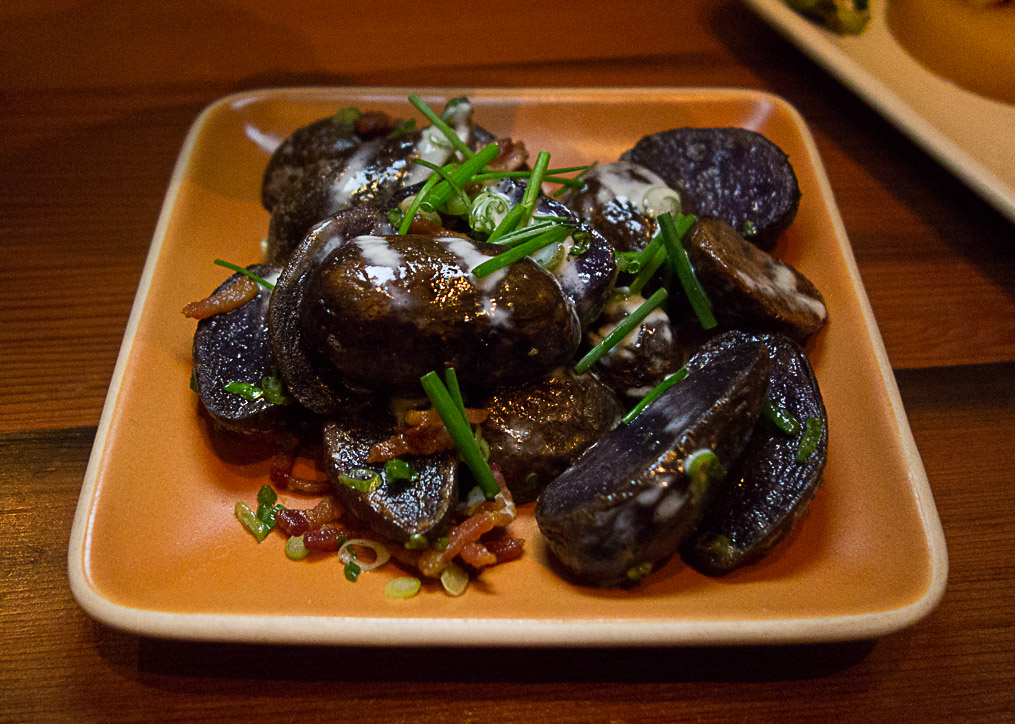 Potatoes, bacon, scallions and creme fraiche