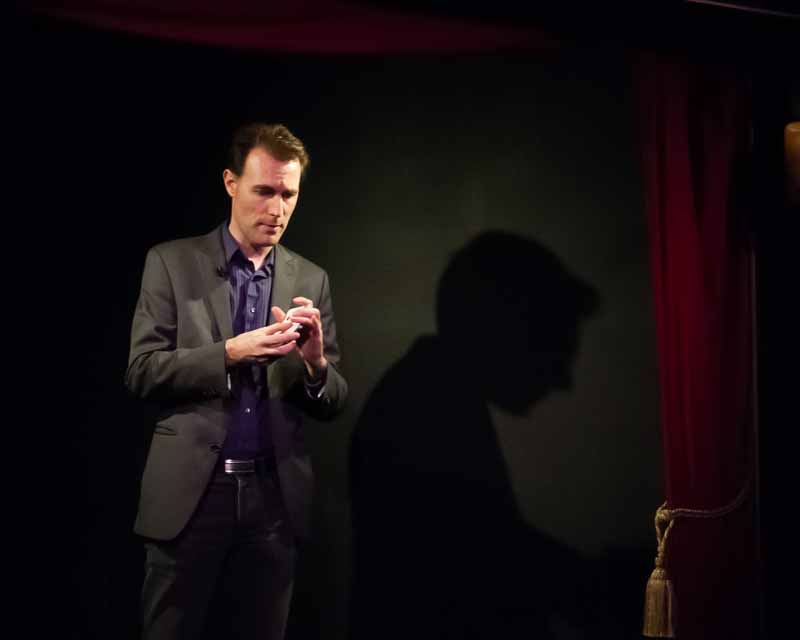 It's important to look serious to sell the tricks.