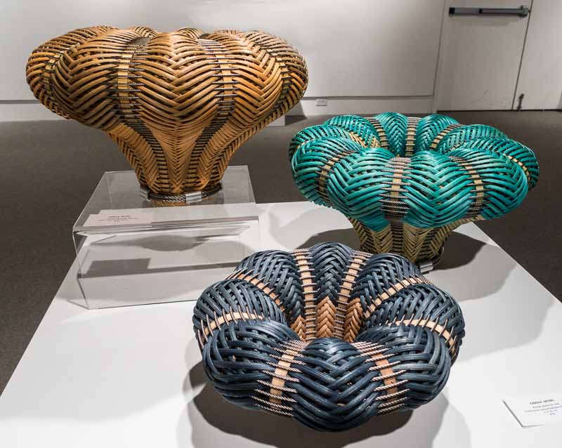 Colors and shapes not usually associated with basketry