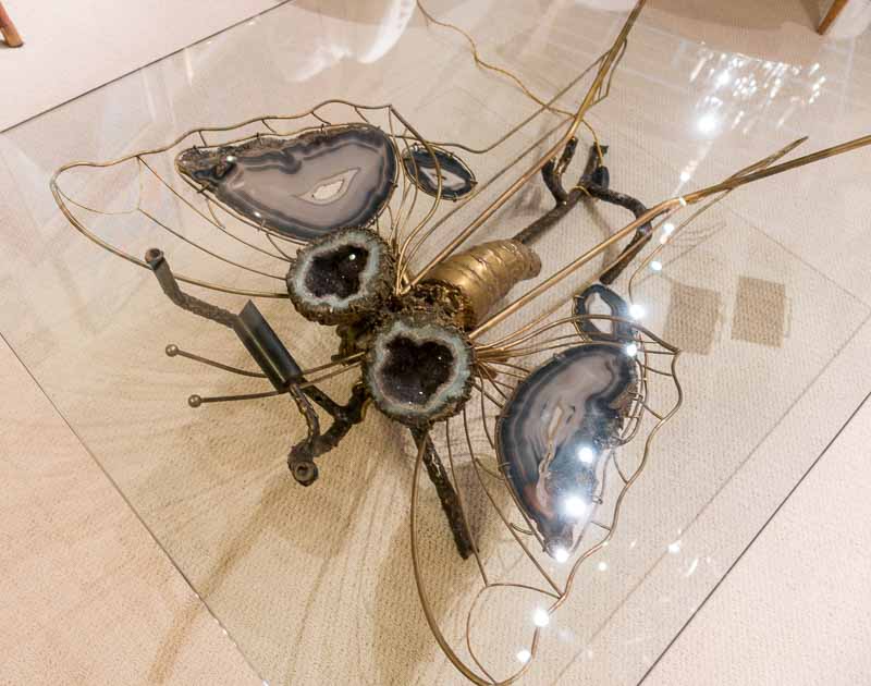 Welded brass, agate and amethyst butterfly