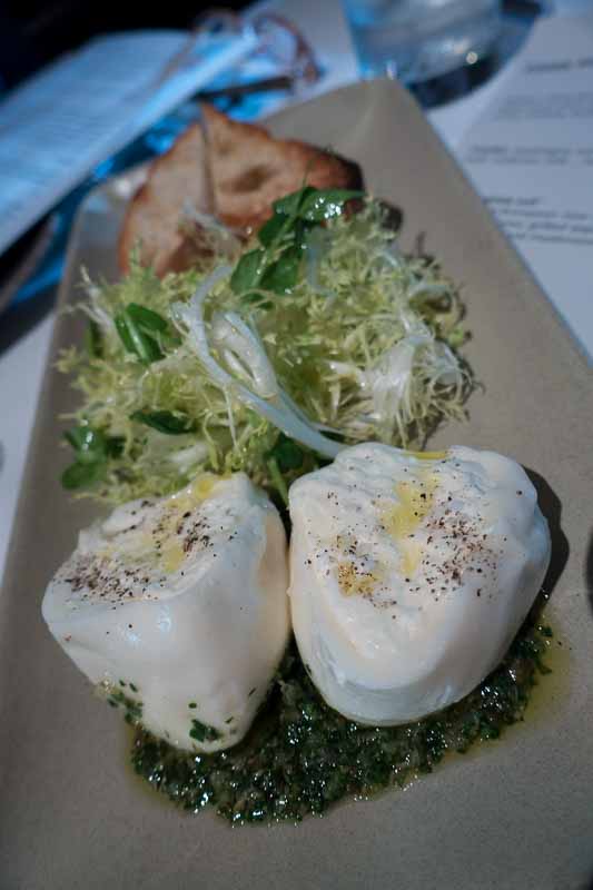 Burrata, toast and frisee