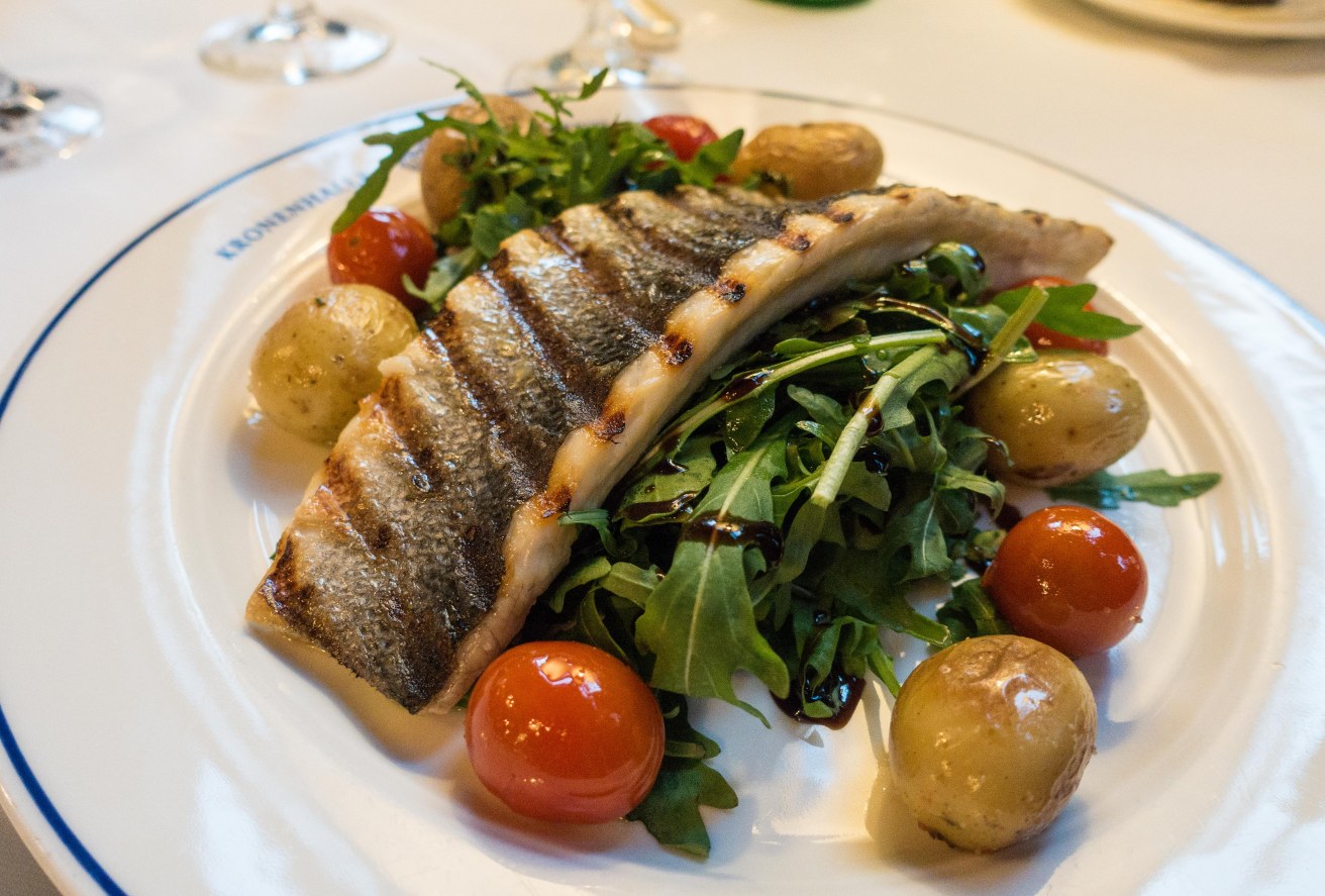 As lovely a presentation of sea bass as you will ever see.