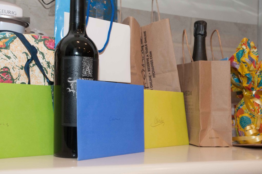 Lots of card and bottles of wine.