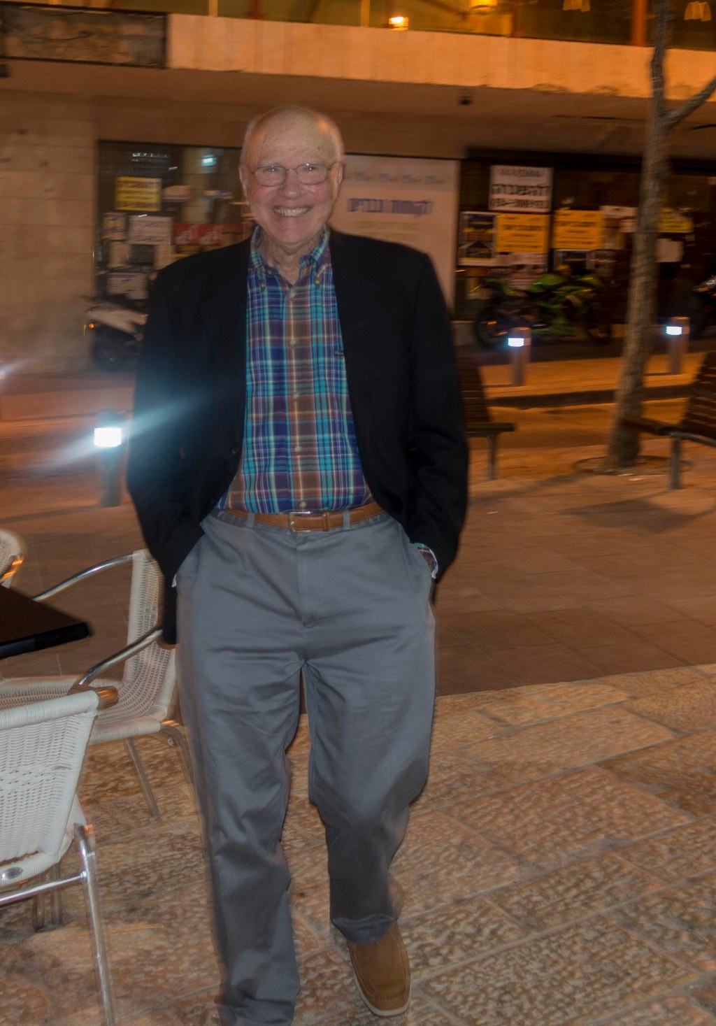 A gobsmacked Micky realizes that it's really me he's seeing 7500 miles from where I am supposed to be